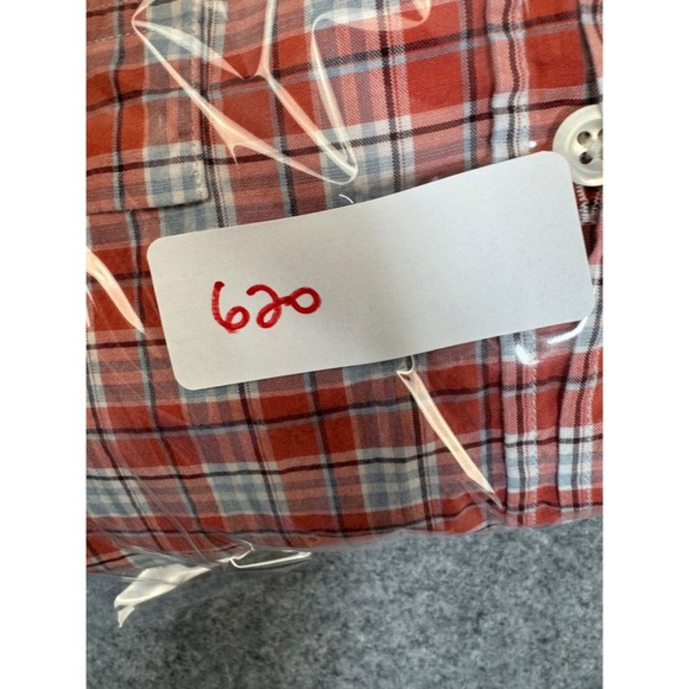 Billy Reid Mens Medium Red Blue Plaid Long Sleeve Button Down Cotton Shirt - Picture 7 of 7